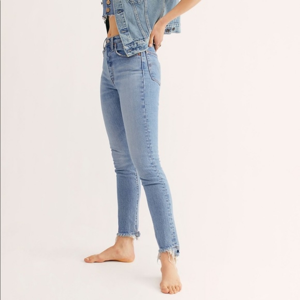 LEVI'S 501 Premium Denim Nibbled Hem High Rise Jeans